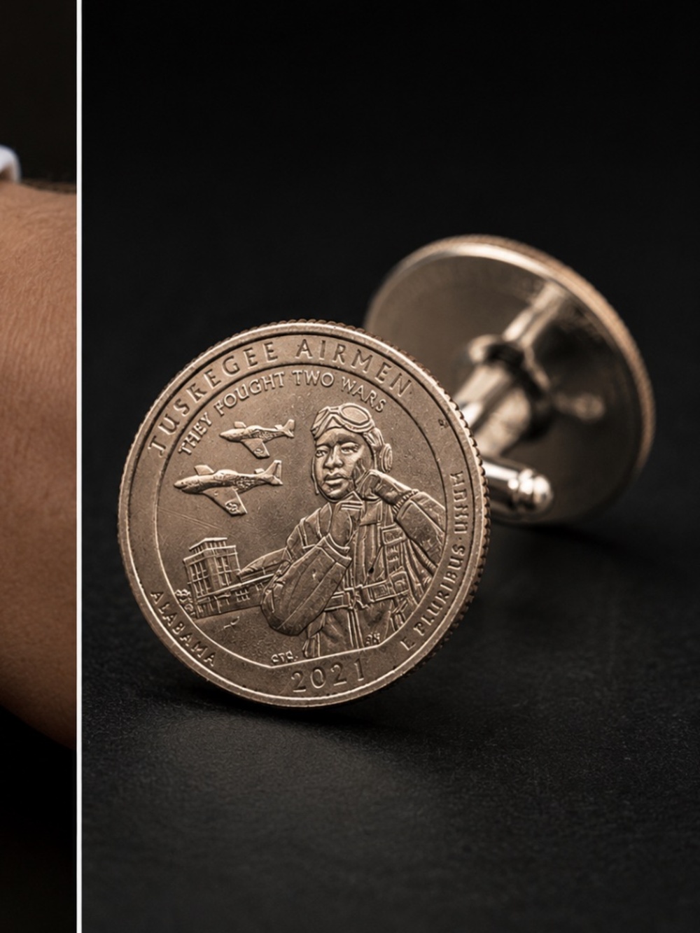2021 Tuskegee Airmen Quarter Cufflinks – Alabama “They Fought Two Wars”